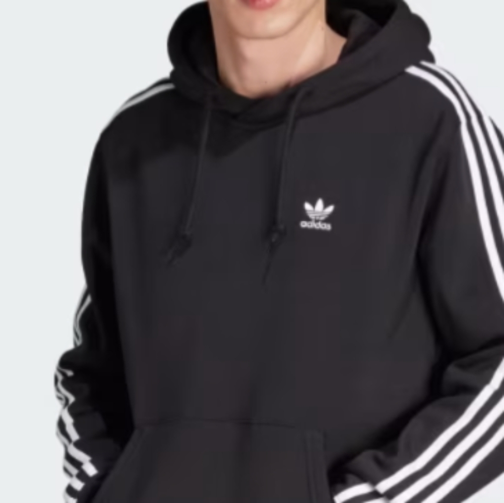 Adidas Black Hoodie with White Stripes